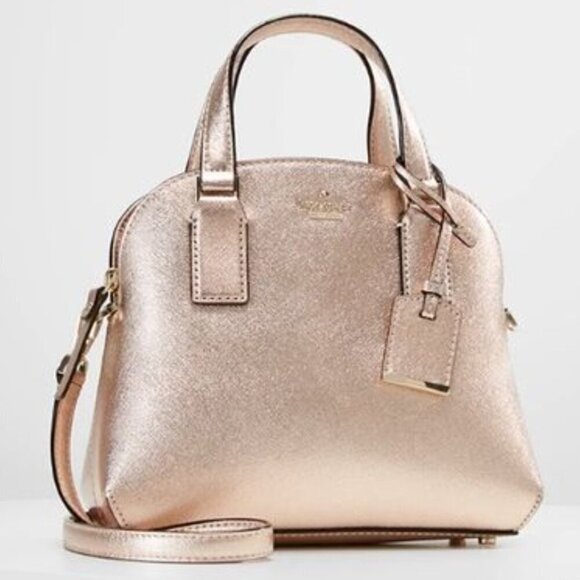 Kate Spade Small Lottie Rose Gold Crossbody Satchel Women Leather Bag Top Handle - Picture 5 of 9